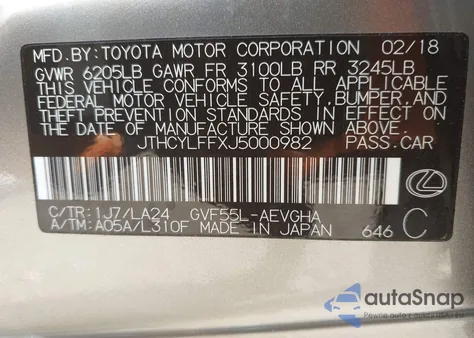 2018 Lexus Ls 500H from USA, damaged, VIN JTHCYLFFXJ5000982